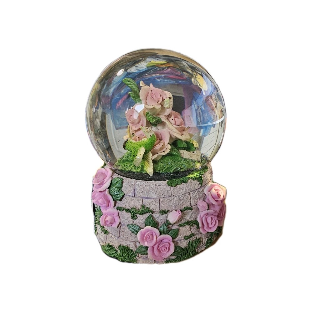 Carlton Mom Pink Purple Roses Mothers Day Waterglobe Musical Vintage Rare Gifts - Picture 6 of 6